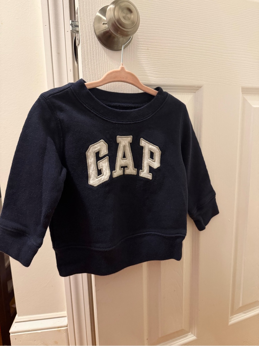 GAP Navy Crew Sweatshirt with White Lettering